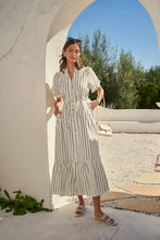Load image into Gallery viewer, Kamara Striped Alna Button Up Midi Dress
