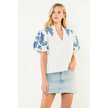 Load image into Gallery viewer, Puff Sleeve Embroidered Detail Top
