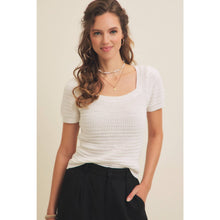 Load image into Gallery viewer, Square Neck Cotton Sweater Cream Top
