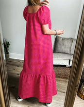 Load image into Gallery viewer, Rose Bubble Sleeve Ruffled Maxi Dress
