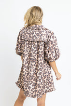 Load image into Gallery viewer, Leopard Denim Puff Sleeve Ruffle Dress
