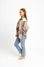 Load image into Gallery viewer, Hailey Stripe Poplin Sweater Button Up Top
