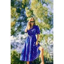 Load image into Gallery viewer, Vibrant Blue Ruffle Smocked Midi Dress
