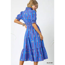 Load image into Gallery viewer, Vibrant Blue Ruffle Smocked Midi Dress
