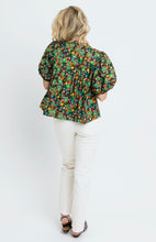 Load image into Gallery viewer, Brown Floral Button Pleat Top
