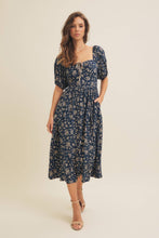 Load image into Gallery viewer, Square Neck Floral Midi Dress with Bow
