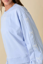 Load image into Gallery viewer, Light Blue Crewneck Long Sleeve Top with Bows
