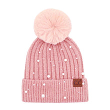 Load image into Gallery viewer, Naomi Pearl Embellished Pom Beanie
