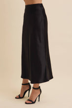 Load image into Gallery viewer, Black Silky Satin Bias Cut Skirt
