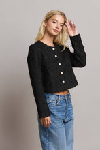 Load image into Gallery viewer, Novelty Button Tweed Jacket - Black
