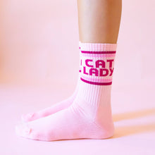 Load image into Gallery viewer, Cat Lady Striped Ribbed Crew Socks
