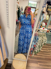 Load image into Gallery viewer, Blue Reina Drawstring Maxi Dress Floral
