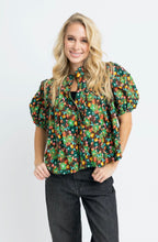 Load image into Gallery viewer, Brown Floral Button Pleat Top
