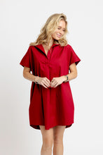Load image into Gallery viewer, Solid Poplin Burgundy Collar Dress
