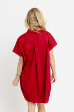 Load image into Gallery viewer, Solid Poplin Burgundy Collar Dress
