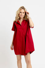 Load image into Gallery viewer, Solid Poplin Burgundy Collar Dress
