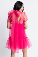 Load image into Gallery viewer, Solid Organza Mock Bow Dress - Bubblegum
