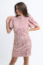 Load image into Gallery viewer, Sequin Puff Sleeve Open Back Dress - Rose
