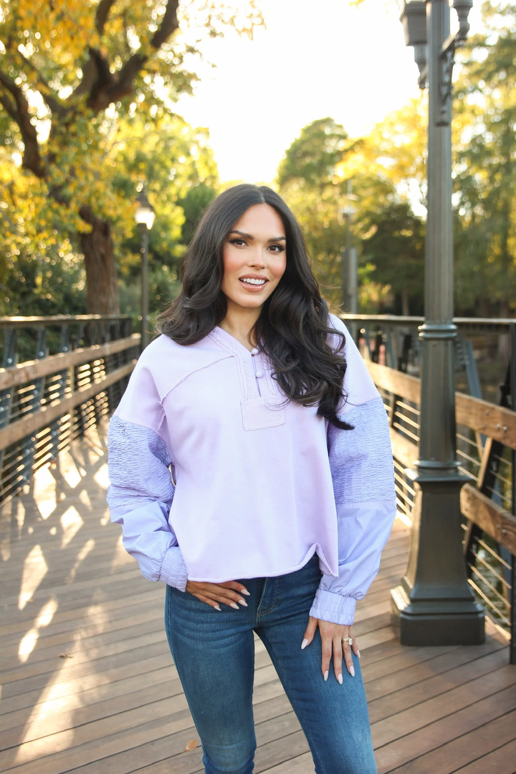 Vneck Knit Hoodie Sweatshirt - Purple