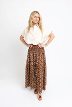 Load image into Gallery viewer, Floral Smock Tier Maxi Skirt - Brown
