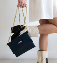 Load image into Gallery viewer, The Everything Crossbody - Navy &quot;Ostrich&quot;
