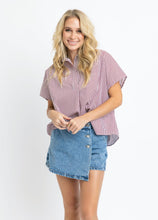 Load image into Gallery viewer, Stripe Signature Vneck Collar Top - Maroon
