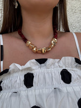 Load image into Gallery viewer, Gemstone &amp; Chunky Gold Beads Necklace
