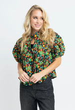 Load image into Gallery viewer, Brown Floral Button Pleat Top
