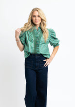 Load image into Gallery viewer, Floral Ditsy Stripe Ruffle Top
