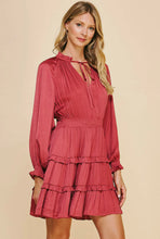 Load image into Gallery viewer, Satin Pleated Mini Dress - Dusty Rose
