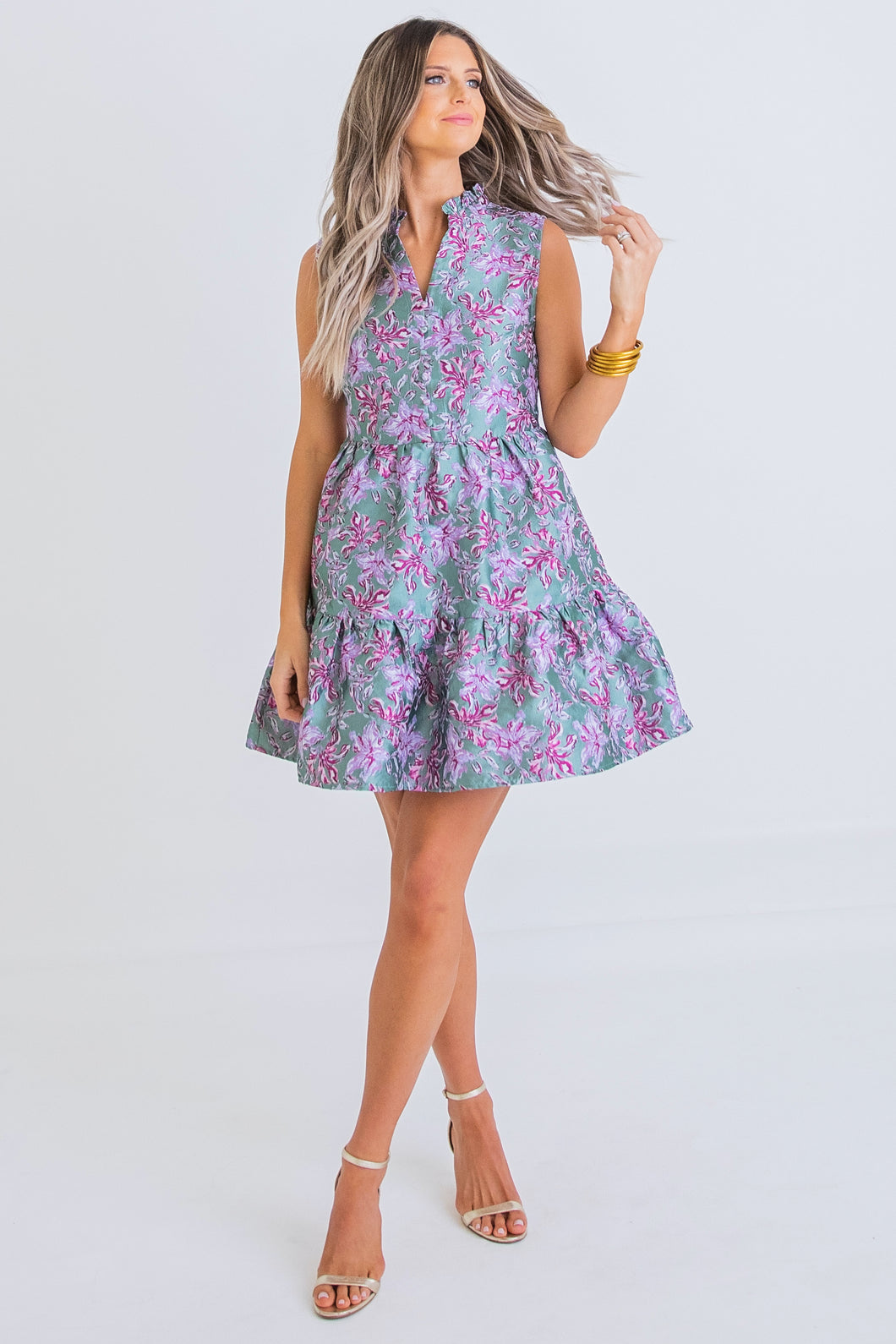 Floral Tier Tapestry Dress