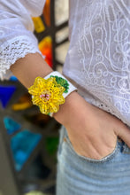 Load image into Gallery viewer, Large Beaded Cuff with Flower - Multi
