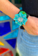 Load image into Gallery viewer, Large Beaded Cuff with Flower - Multi
