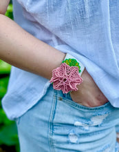 Load image into Gallery viewer, Large Beaded Cuff with Flower - Multi
