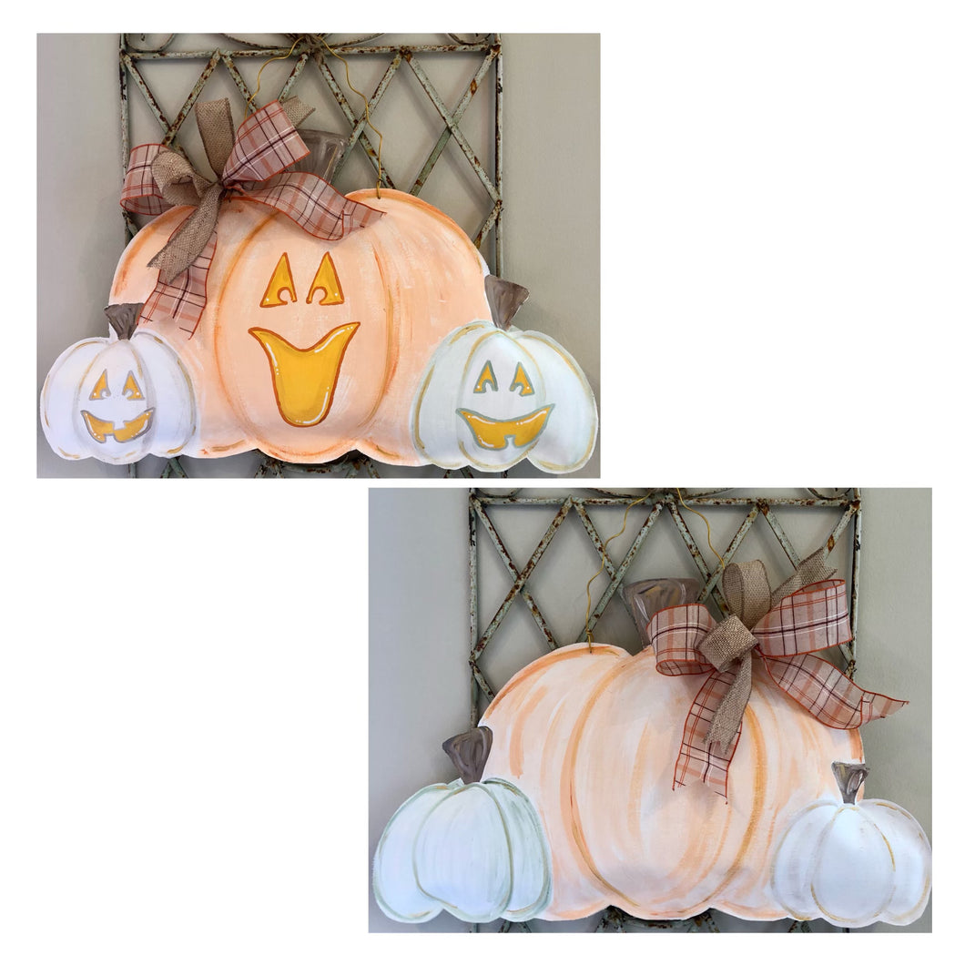 Reversible Pastel Pumpkin Trio Door Hanger