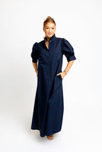 Load image into Gallery viewer, Poplin Ruffle Neck Maxi Dress
