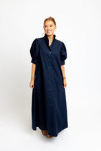 Load image into Gallery viewer, Poplin Ruffle Neck Maxi Dress
