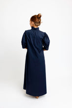 Load image into Gallery viewer, Poplin Ruffle Neck Maxi Dress
