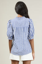 Load image into Gallery viewer, Catana Striped Delano Ruffle Split Neck Blouse

