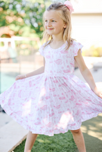 Load image into Gallery viewer, Pink Golf Toile Twirl Dress

