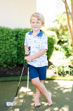 Load image into Gallery viewer, Blue Golf Toile Boys Polo
