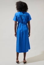 Load image into Gallery viewer, Amira Button Front Midi Dress: Cobalt
