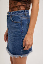 Load image into Gallery viewer, High-Waist Denim Raw Hem Mini Skirt - Light Wash
