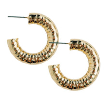 Load image into Gallery viewer, Hammered Gold Vintage Style Hoop Earrings
