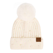 Load image into Gallery viewer, Naomi Pearl Embellished Pom Beanie
