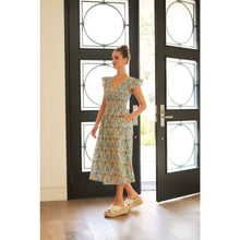 Load image into Gallery viewer, Blue Multi Floral Smocked Midi Dress
