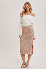 Load image into Gallery viewer, Champagne Sequin Midi Skirt
