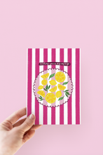 Load image into Gallery viewer, Sending You A Squeeze Lemon Fruit Striped Greeting Card

