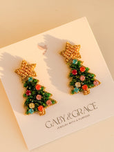 Load image into Gallery viewer, Twinkle Christmas Tree Earrings | Classic Green
