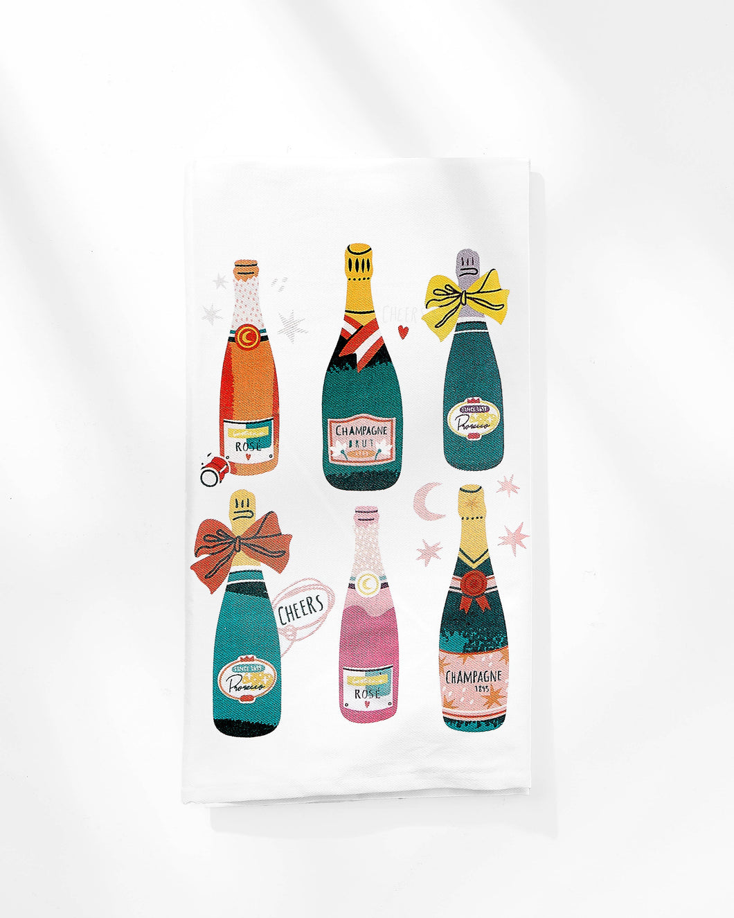 Kitchen Tea Towel | Fun Champagne Bottles